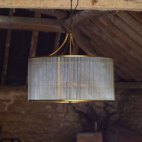 brass and fluted glass chandelier by pooky lighting