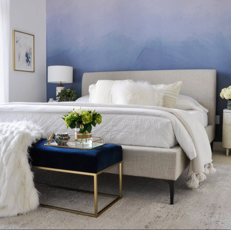ombre blue bedroom wall