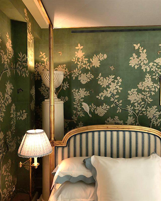 green wallpaper with a classic edge by Mark D Sikes