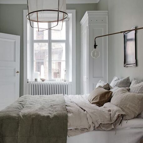 pale green modern boho bedroom
