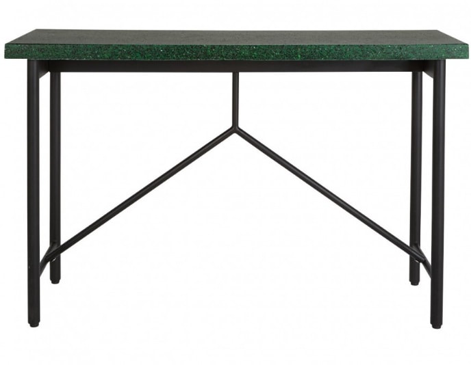 green terrazzo console table