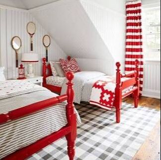 red and white childs bedroom