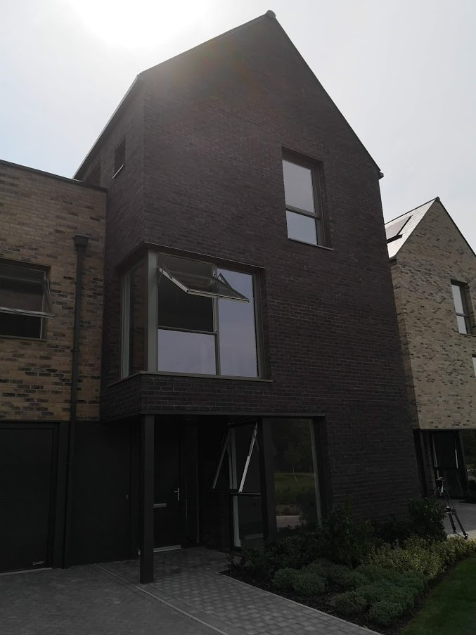 black brick modern home
