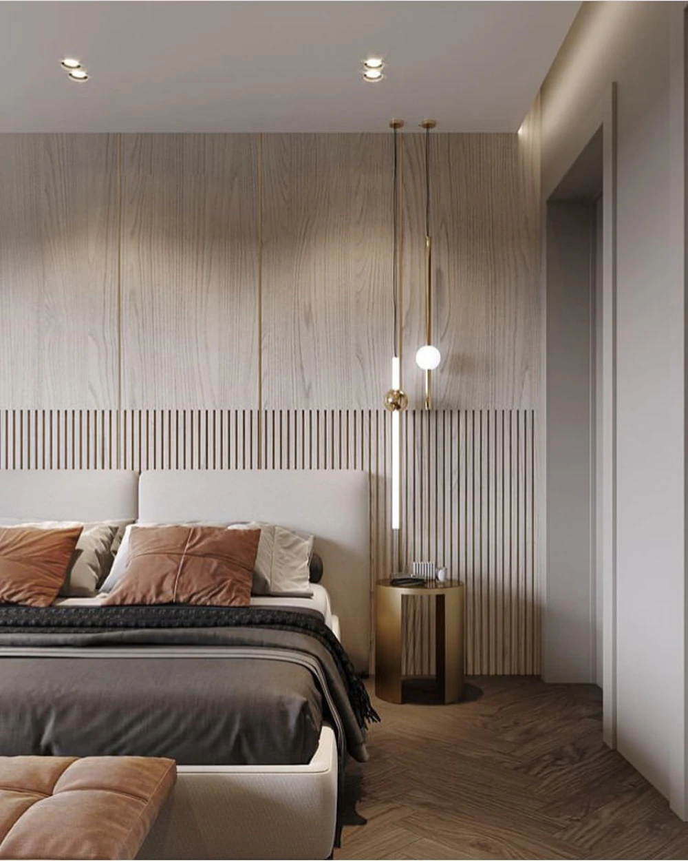 Contemporary panelled bedroom